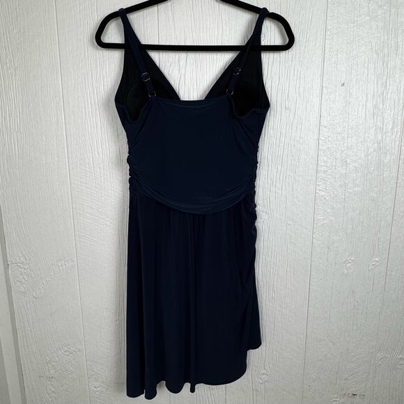Magicsuit Swim Dress Plunge Navy Blue Size 14 Modest Beachy Resort Nautical - Picture 5 of 7